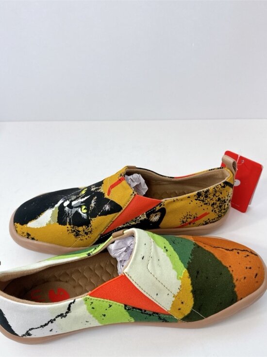 Men’s Size 7 UIN Black Cat Canvas Slip-On Art Travel Shoes main image 7